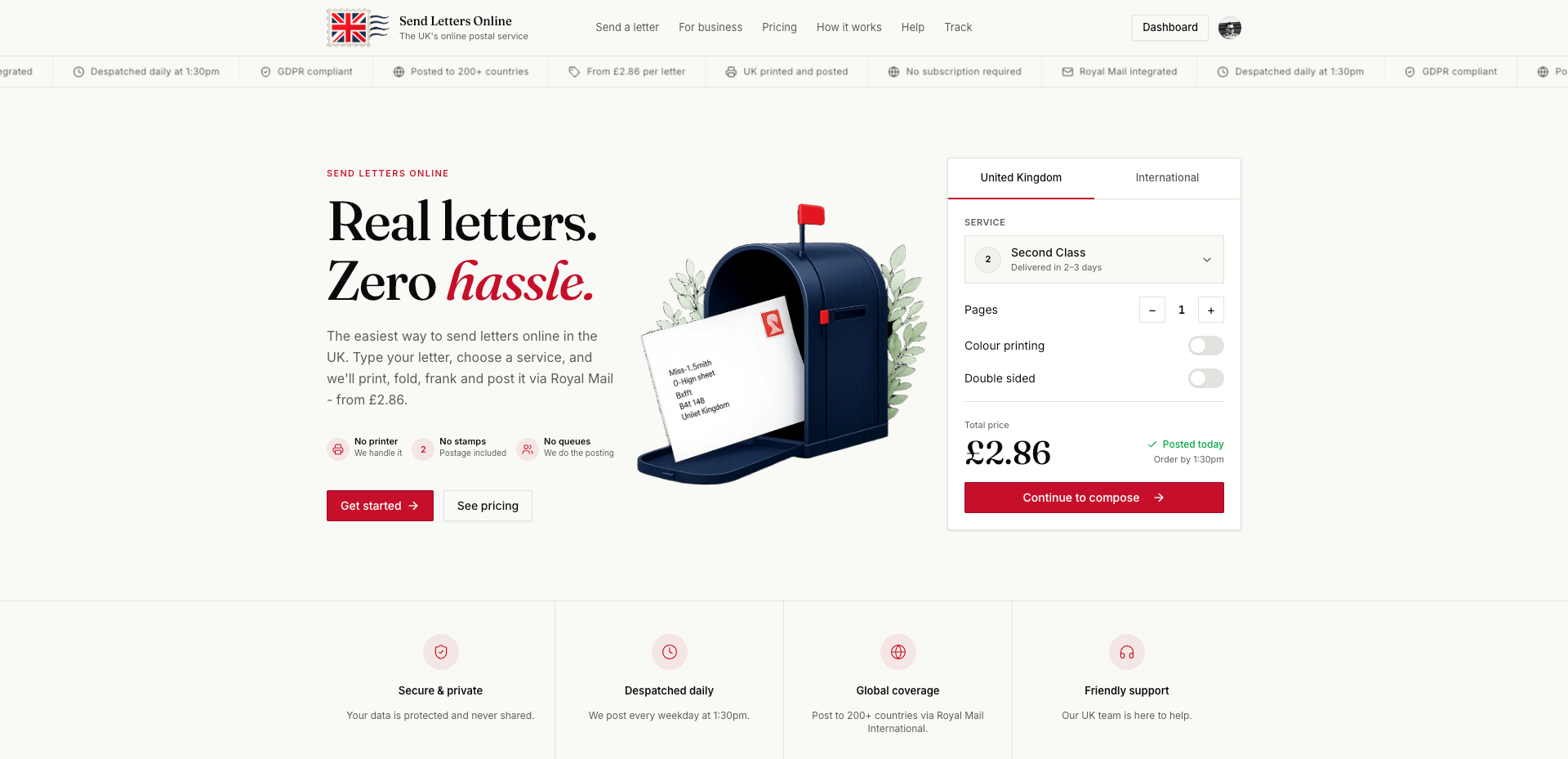 Send Letters Online UK screenshot